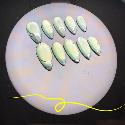 Xiguranail, Cat eyes nails, press on nails, french tips, reusable press on nails, gel nail art