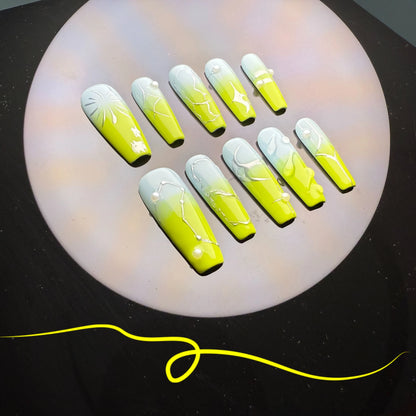 Xiguranail, Handmade press on nails, french tip nails, acrylic nails, 3D nail art, reusable nails