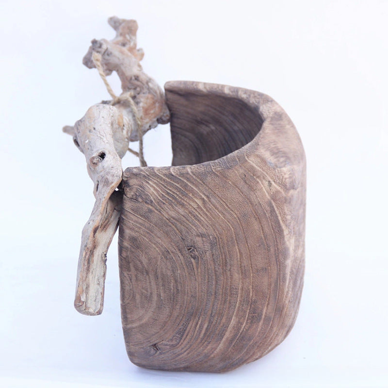 Xigura Patina handcrafted paulownia plant pot, quiet home styling for a warm, quiet home.