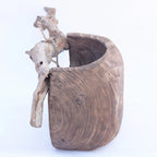 Xigura Patina handcrafted paulownia plant pot, quiet home styling for a warm, quiet home.