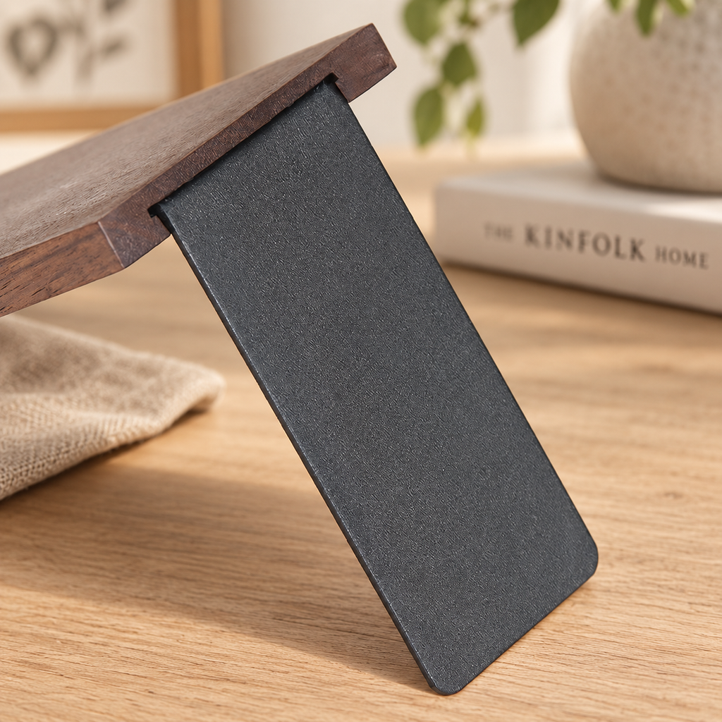 Black walnut bookends shown with a size guide for product scale and proportions.