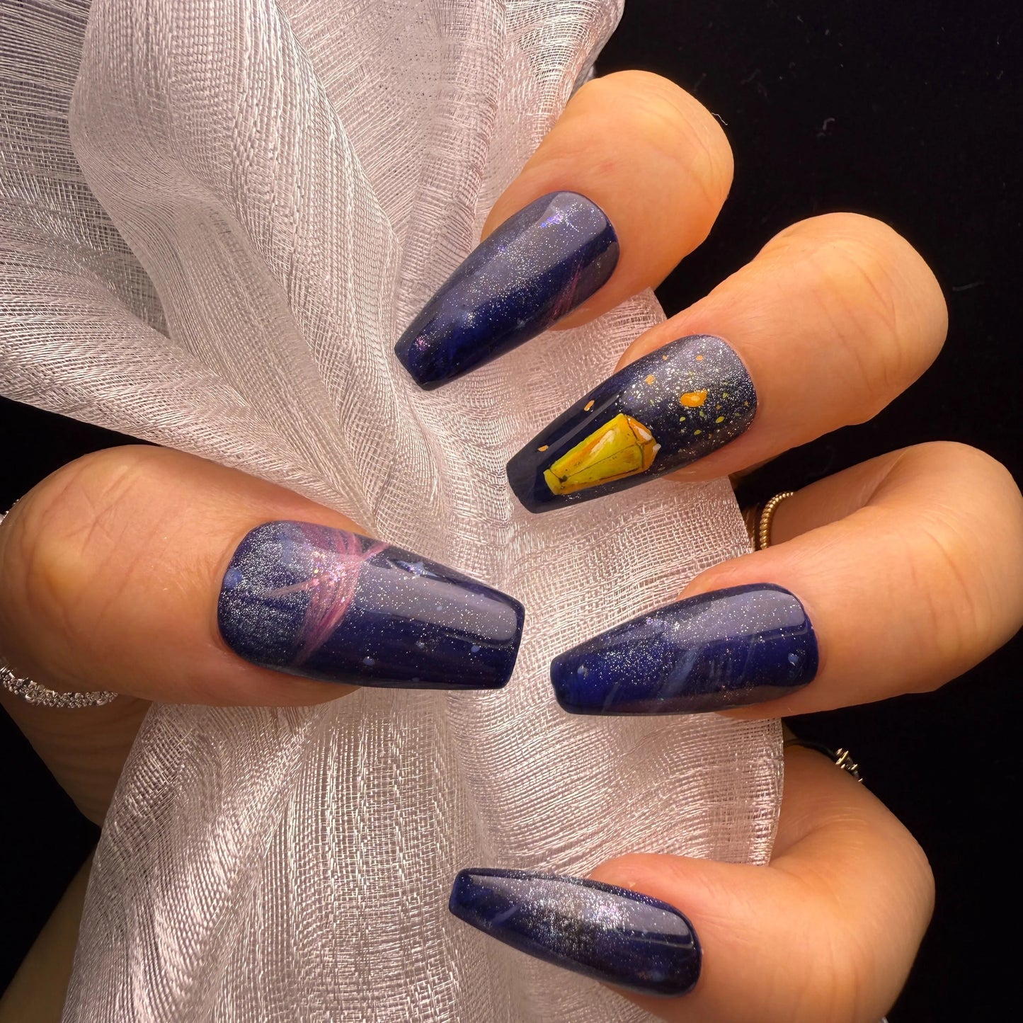 Xiguranail Blue nail art, handmade gel press on nails, girl false nail, acrylic nails, fench tips, french nails