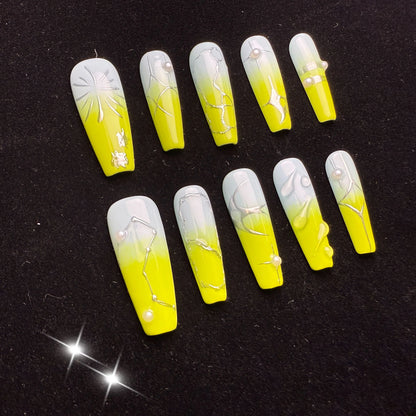 Xiguranail, Handmade press on nails, french tip nails, acrylic nails, 3D nail art, reusable nails