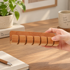 Wooden charging cable organizer designed to keep phone and tablet cables tidy and easy to reach.