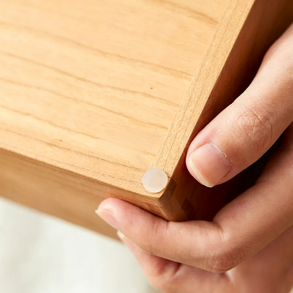 Cherry wood kitchen organizer for utensils, cutlery, and everyday essentials
