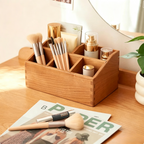 Natural cherry wood grain and handcrafted details on a wooden organizer