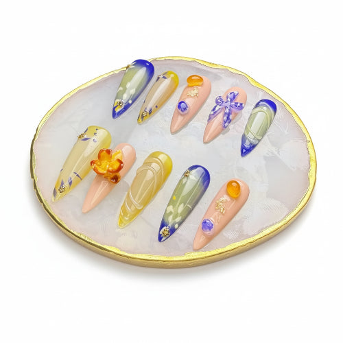 Xiguranail press on nails, 3D petals  press on nails, reusable nails, coffin false nails, custom press on nails, handmade nail art