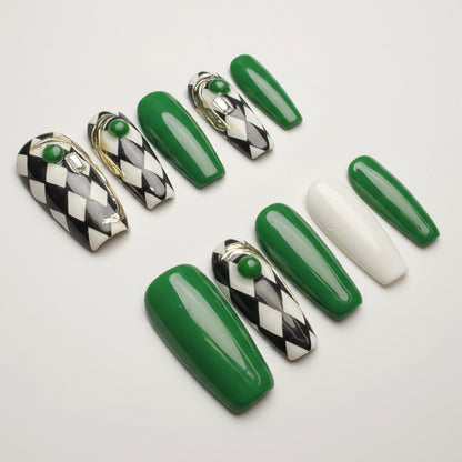 Xiguranail, Handmade press on nails, 3D nail art, blue false nails, reusable press ons, french tip nails, gel nails, acrylic nails