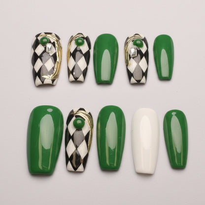 Xiguranail, Handmade press on nails, 3D nail art, blue false nails, reusable press ons, french tip nails, gel nails, acrylic nails