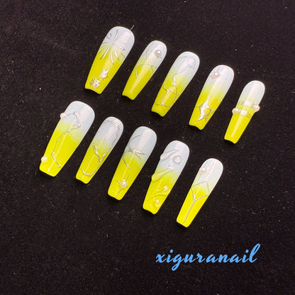 Xiguranail, Handmade press on nails, french tip nails, acrylic nails, 3D nail art, reusable nails