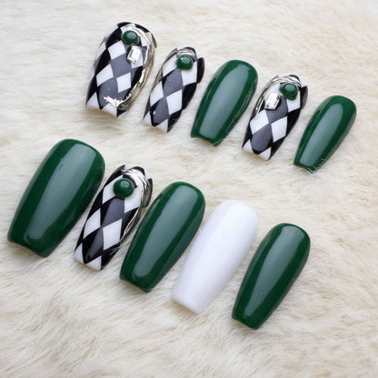 Xiguranail, Handmade press on nails, 3D nail art, blue false nails, reusable press ons, french tip nails, gel nails, acrylic nails