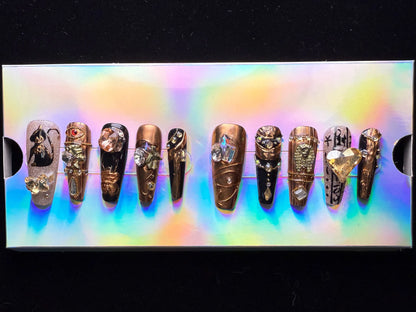 XiguraNail 3D press on nails, diamond french nailas, french tips, reusable press on nails