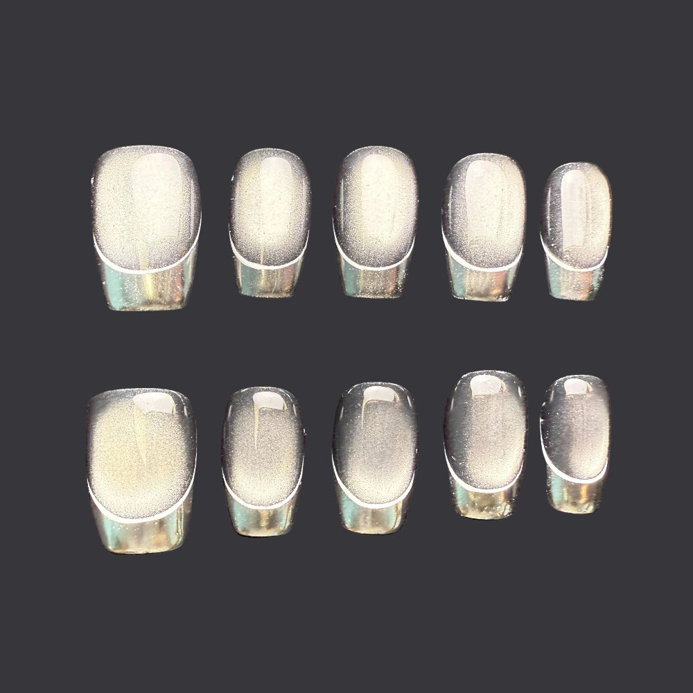 Xiguranail, cat eyes press on nails, handmade nail art, black short nails