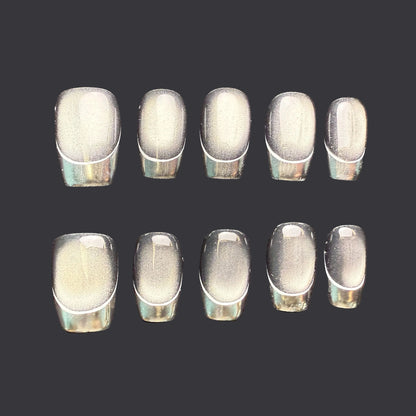 Xiguranail, cat eyes press on nails, handmade nail art, black short nails