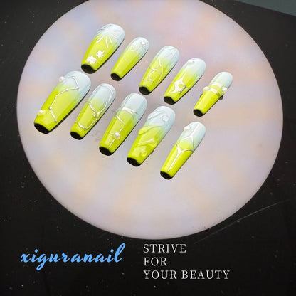 Xiguranail, Handmade press on nails, french tip nails, acrylic nails, 3D nail art, reusable nails