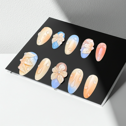 Xiguranail 3D petals nails, gel press on nails, gel nails, french tips, french nails, acrylic nails