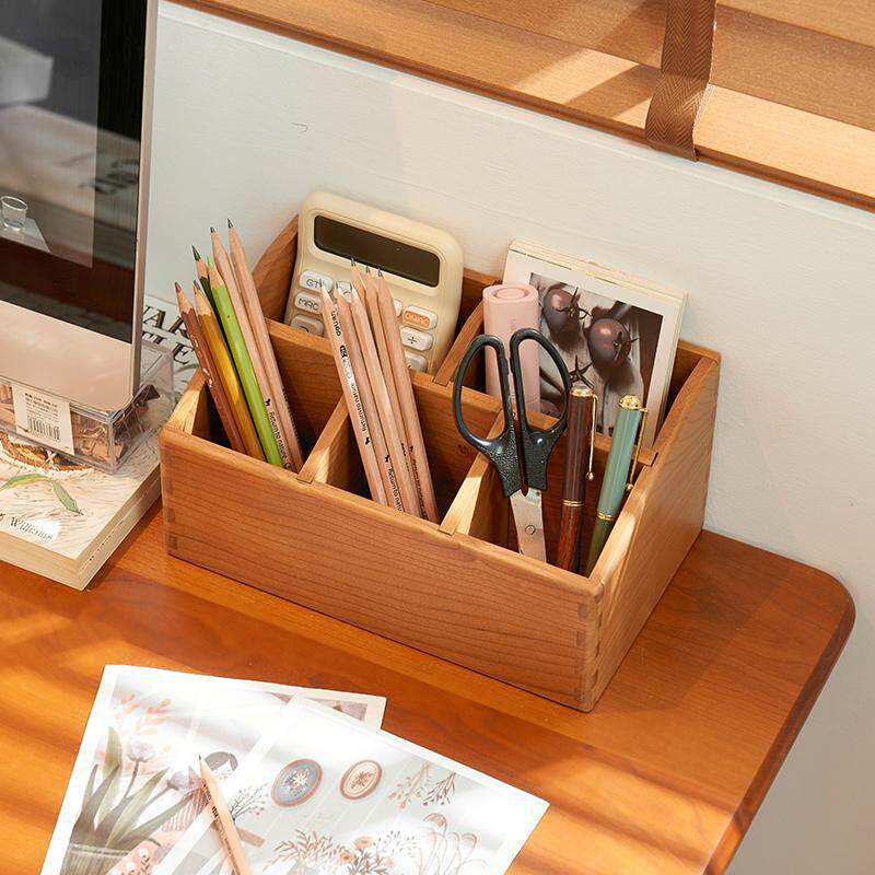 Personalized cherry wood organizer with custom laser engraving