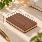 Personalized wooden business card holder styled as a thoughtful gift for professionals, graduates, and coworkers.
