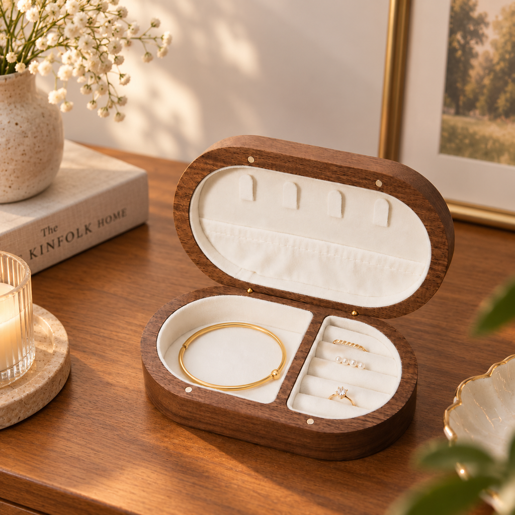 organizer.jpg
Portable wooden jewelry organizer made from black walnut for storing rings, necklaces, bracelets, and small accessories.
