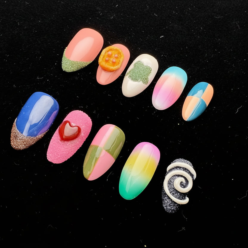 Xiguranail 3D petals nails, gel press on nails, gel nails, french tips, french nails, acrylic nails，reusable press ons