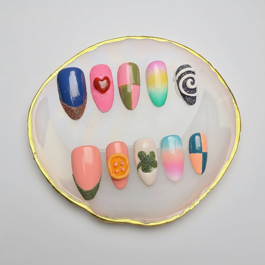 Xiguranail 3D petals nails, gel press on nails, gel nails, french tips, french nails, acrylic nails，reusable press ons