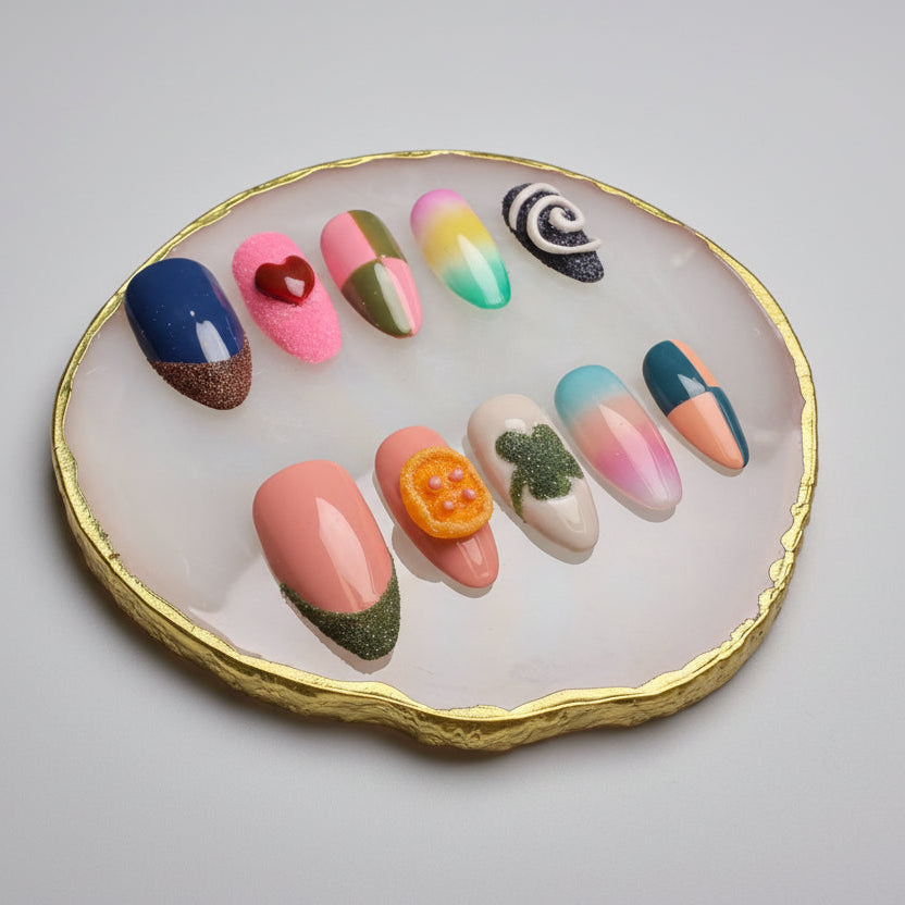 Xiguranail 3D petals nails, gel press on nails, gel nails, french tips, french nails, acrylic nails，reusable press ons