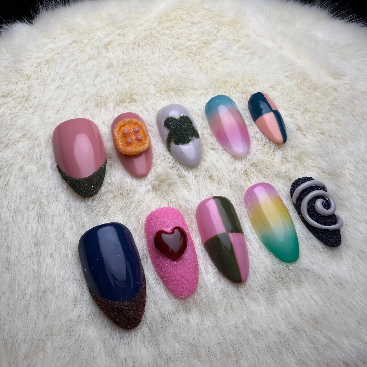 Xiguranail 3D petals nails, gel press on nails, gel nails, french tips, french nails, acrylic nails，reusable press ons