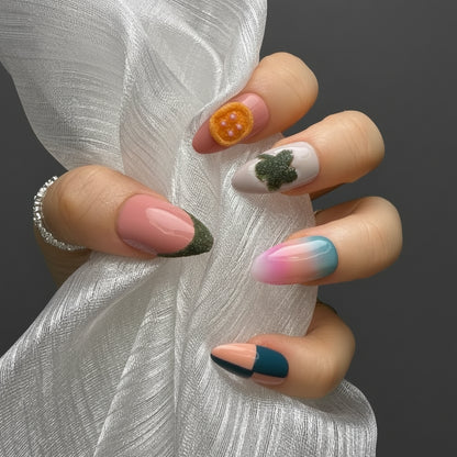 Xiguranail 3D petals nails, gel press on nails, gel nails, french tips, french nails, acrylic nails，reusable press ons