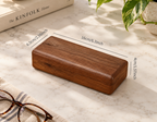 Black walnut wooden eyeglass case designed to store and protect everyday glasses or reading glasses.
