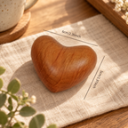 Wooden heart gift made from cherry wood, designed as a meaningful keepsake for everyday display or gifting.